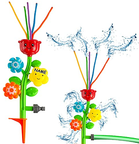 alles-meine.de GmbH Garten Wasserblume - mit Wackelschläuchen - inkl. Name - 360 Grad - Spritzblume - Wasserspielzeug für den Wasserschlauch - Sprinkler Blüte Blumen - Wasserspie..