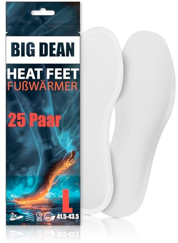 BigDean Fußwärmer – Sohlenwärmer für Schuhgröße 8h Wärme