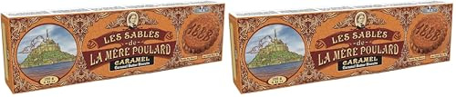 La Mère Poulard, galletas tipo sablés de mantequilla y caramelo, delgadas y crujientes - Caja de 125g (Paquete de 2)