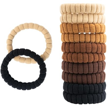 SXQLYH 10 Stück Große Haargummi Band Seil Nahtlos Baumwolle Stretchbar Schön Weich Elastisch Pferdeschwanz Halter Stirnband für Dicke Schwere Lange Lockige Haare,Keine Knicke Keine Unterbrechung