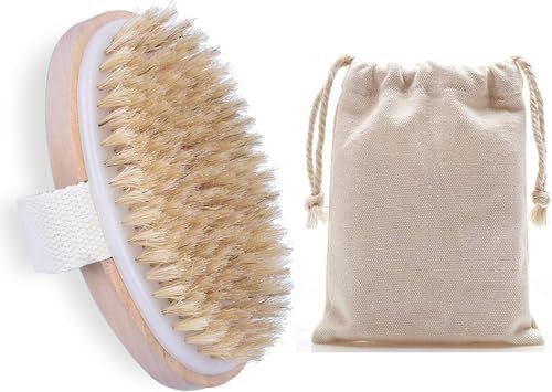 Gentle Skin Exfoliating Dry Body Brush - Soft Natural Bristles for Smooth Skin, Enhances & Circulation, Ideal for Shower Use, Dry Brushing, Dead Skin Toxins Cellulite, Stimulates Blood Circulation