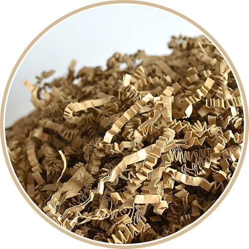ARKANSIA - 1 kg di Carta Kraft Triturata per Riempire Scatole Regalo e Cesti – Trucioli per Imballaggio, Protezione, Decorazione, Matrimonio, Festa, Compleanno (Kraft, 1 kg)