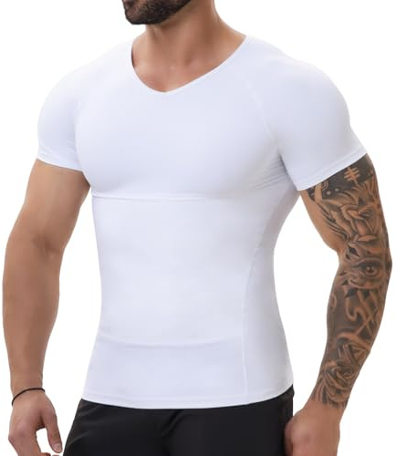 SLIMBELLE Shapewear Herren Kompressionsshirt Body Shaper Bauchweg T Shirt | Shapewear Unterhemd Anti Schweiß Shirt-Formt die Körperkurve und flacheren den Bauch.