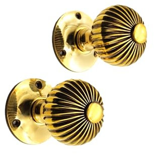 Infinity Decor Victoria Style Regency Mortice Door Knobs Set Round Aged Brass 60mm Pull Handles Pair - Ideal for Interior and Exterior Use