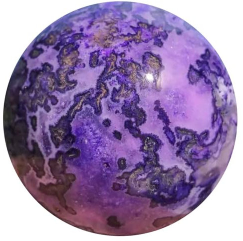 SUPBEI Bola de Cristal de Musgo Morado Natural, Piedra de energía curativa para meditación, Feng Shui, decoración del hogar, Equilibrio Espiritual, Reiki, brujería,2.36in(6cm)