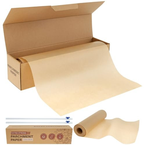 2 Rollos de Papel marrón de 79,8 m × 262 pies, Longitud de Papel sin blanquear para Manualidades, no Adhesivo, Rollo de Papel de Doble Cara con Tiras de Corte para Hornear, cocinar