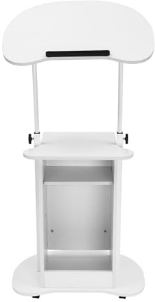 Dofanqing Lecterns & Podiums Portable Mobile Standing Laptop Cart, Sit Stand Desk, White,Adjustable Height,Multi-angle Desktop,Multi-functional Use,Load-bearing Capacity 66.14 lbs,4 Universal Wheels