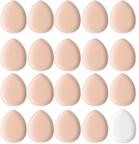ZORVYN 20 Stück Wiederverwendbar Finger Puff Make Up Mini, Finger Puderquaste, Mini Puderquaste für Foundation, Concealer, Loses Puder, Rouge, Tropfenförmiger Nasse Trockene Make-up-Tools (Hautfarbe)