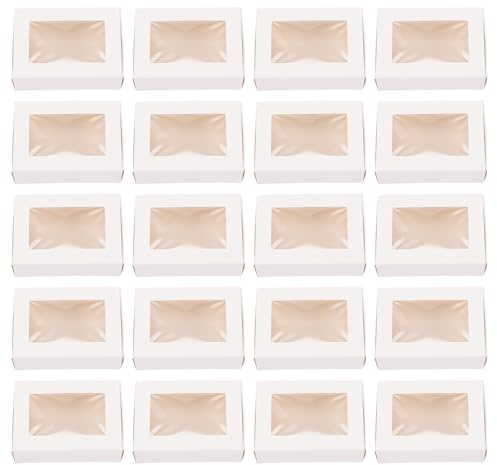 ARTSEWPLY 30 Stück Kleine Weiße Kraftpapier schachteln mit Sichtfenster Quadratische Verpackung für Handgemachte Seifen Schmuck und Partygeschenke Stabile Geschenkbox aus Umweltfreundlichem