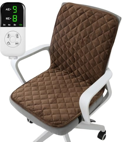 IFIKK 45x90cm Cuscino elettrico riscaldato Sedia da ufficio Tappetino riscaldante Smart Timer Cuscino riscaldante invernale Cuscino per schienale integrato