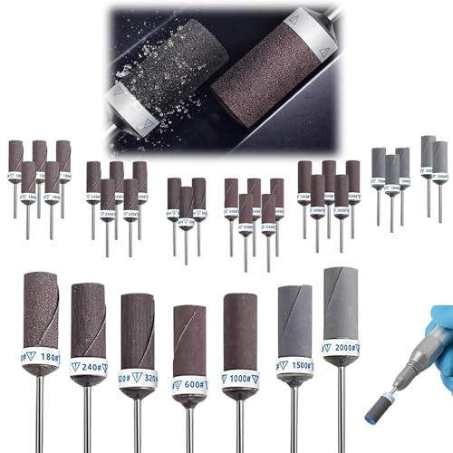 Mlifleue 28PCS Sanding Bands for Nail Drill, Drum Sander, Dre-mel Accessory, Sandpaper Sticks Set, Sanding Drums Sleeves for Wood Plastic Metal Grinding Polishing, 180/240/320/600/1000/1500/2000 Grits