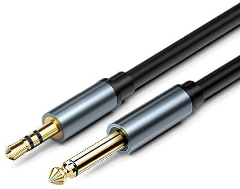 Cavo Audio 3.5mm a 6.35mm, Cavo Jack Stereo TRS Maschio-Maschio, Adattatore da Jack Aux 1/8 a Jack 1/4 per Smartphone Tablet PC Laptop verso Amplificatore Mixer Chitarra Pianoforte Casse, 2M