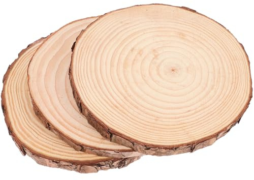 VICASKY Lot de 3 Dalles de Jardin en Bois Rond Naturel 18-20 Cm Diamètre 2 Cm Épaisseur pour Allée Extérieure Jardin Terrasse Solide Résistant aux Intempéries