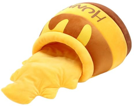 QUXVUIS Pot de Miel Chat lit Automne Hiver Pot Forme nid Mignon en Peluche Chaud PP Coton Remplissage Tente Tapis Maison pour Petits Chats Chiens