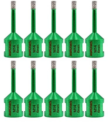 Foret Diamant Carrelage 6mm - KURSTOL 10 Pièces Trépan Diamant Scie Cloche | avec Filetage M14 pour Carrelage Céramique Porcelaine Marbre Granit