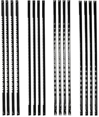 16 Pièces Lames de Scie à Chantourner 133mm, 10/15/18/24Dents, Lame en Acier au Carbone pour Couper Bois, Plastique, Mousse et Métaux Tendres, Accessoires de Scie à Chantourner