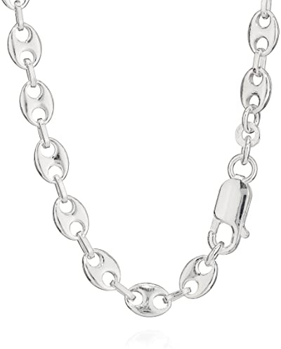NKlaus 5,6 mm silver kaffebönkedja (längd valbar 50 cm – 60 cm) 925 sterlingsilver halsband bönkedja, Ingen ädelsten