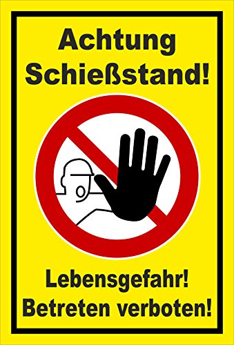 Melis-Folienwerkstatt Schild Verbotszeichen - Schießstand - Lebensgefahr – 15x10 cm – 3mm Hartschaum – mehrere Größen/Materialien
