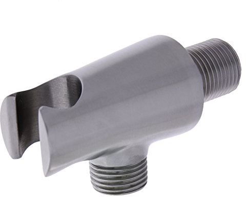 Edelstahl- Wandanschlussbogen mit Brausehalterung/Anschluss für Brauseschlauch - rund
