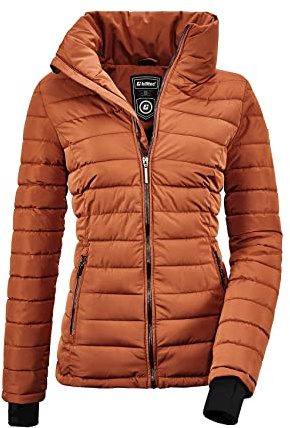 Killtec Skijacke Damen Atka WMN Quilted Ski Jckt F - Steppjacke mit abzippbarem Schneefang - Jacke Damen ist wasserabweisend, gebranntes rot, 42