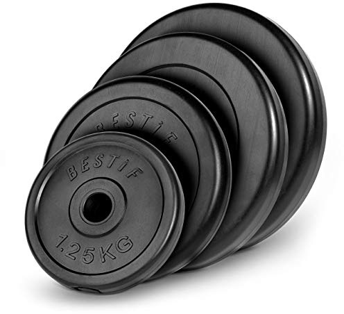 BESTIF Hantelskivor plastvikt att välja mellan 1,25 kg 2,5 kg 5 kg 10 kg 20 kg viktskivor 29 mm borrning