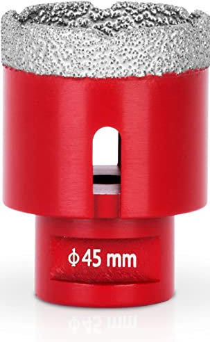 STREND PRO Diamant Bohrkrone Fliesen 45mm für Fliesen/Glas/Feinsteinzeug | PREMIUM Diamant Lochsäge Winkelschleifer Flex M14 | Fliesenbohrer Diamant | Keramik/Granit/Steinfliesen | Fliesen Bohrkrone