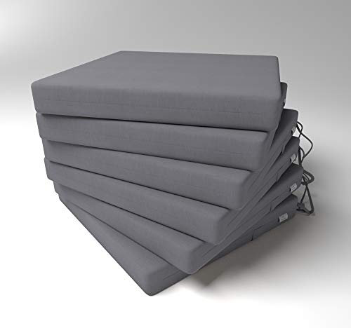 Market-Alley Stuhlkissen Sitzkissen mit Bänder für Gartenstuhl, Küche oder Esszimmerstuhl Stuhlauflage (122 Dunkelgrau 40x40x4cm - 6er Set)