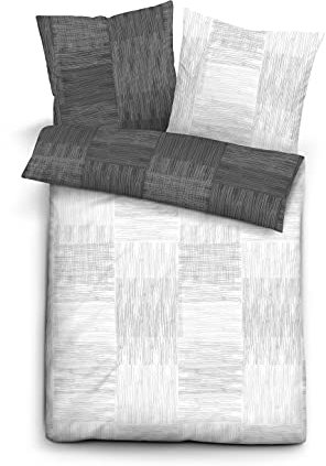 biberna 0616234 Satin Bettwäsche grau 1x 155x220 cm + 1x 80x80 cm