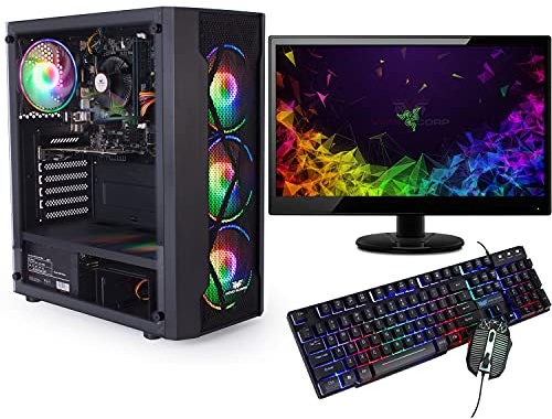 Veno Scorp ARGB Gaming PC i5, 240GB SSD, 500GB HDD, 8GB RAM, 22” Monitor, Win 11, Wifi Vortex V4 (Renewed)