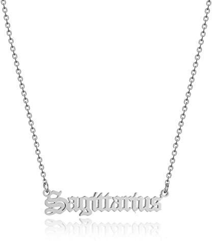 AFSTALR Silver Old English Necklace Sagittarius Zodiac Necklace Women Pendant Astrology Necklace Birthday Gift