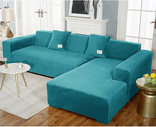uyeoco Samt Sofabezug L-Form Couchbezug Weich 1 Stück Elastische Lounge-Sessel Sofahusse waschbare Katzen Hunden Möbelschutz (Color : M, Size : 235-300cm)