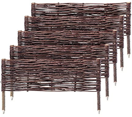 KADAX 5er Set Beetbegrenzung aus Weide 60 x 30 cm Weidengeflecht für Beete, Gartenwege und Rasen, natürliche Abgrenzung für Blumen und Gemüse