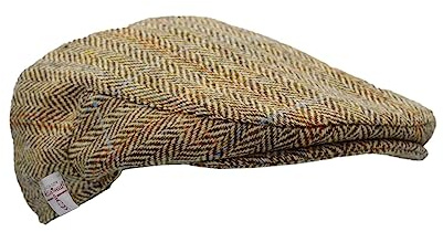 WALKER AND HAWKES - Men's Grey Brown 100% Scottish Harris Tweed Oakmoor Flat Cap