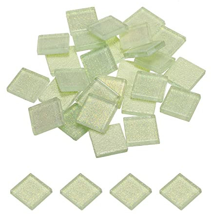sourcing map Mosaïque Carrelage Tuile Tesselle, Verre Éclat Cristal Vrac Carré Paillettes Carreaux 2x2cm pour Maison Décoration, Artisanat, Pack de 25(100g, Blanc)