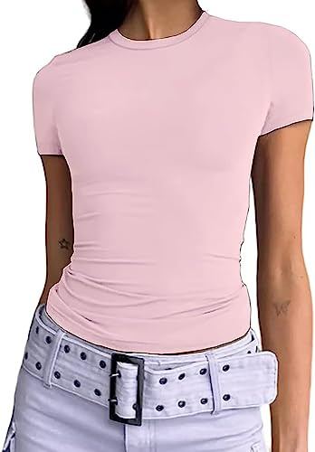 Women's Basic Slim Fit T-Shirt Top Short Sleeve Y2K Tops TikTok Influence Crop Top Club Party Streetwear