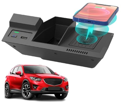 ASHOIH Trådlös Billaddare för Mazda CX-5 (2017-2022), 15W Snabb Laddningsplatta För Telefon för Alla Qi-aktiverade Mobiltelefoner