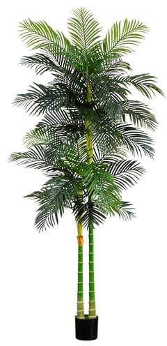 Nearly Natural 9ft. Artificial Double Stalk Golden Cane Palm Tree