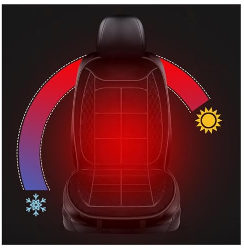 Wizvox Cuscino Sedile Auto Guidatore, Due Livelli di Controllo Intelligente Coprisedili Auto Anteriori, Caldo Professionale Tappetino Termico Elettrico, per Camion,D-1Packung