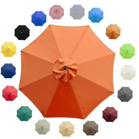 UYTOIZ 2.7m/3.0m 8 Strebens Wasserdicht Sonnenschirm Ersatzbezug,groß Windfest Baldachin Regenschirm ErsatzStoff,Ersatzdach für Terrassenschirm,Ampelschirm Bezug(Orange,3.0m)