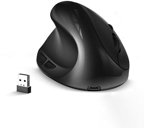 BeWishes Left-Handed Mouse, High Precision Ergonomic Mouse, 2.4G Rechargeable Wireless Vertical Mice,3 Adjustable DPI (800/1200/1600), Reduce Wrist Strain,Specially for Small Hand Left-handers