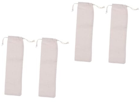 Alipis 4pièces Sacs De Rangement Lin pour Pailles avec Cordon De Serrage Lot de Design Simple Et Pratique Facile à Nettoyer