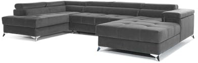 Ecksofa mit Schlaffunktion RADUS U-Form, Sofa Couch mit Bettkasten, 3-Sitzer Eckcouch, Schlafsofa für Wohnzimmer, Big Sofa Couch mit Schlaffunktion (Graphite)