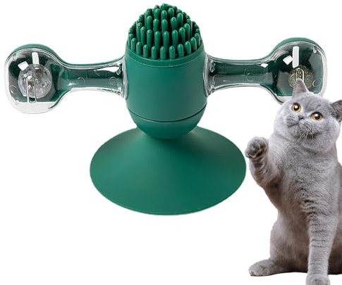 Moulin à vent rotatif pour chat | Brosse à dents et jouet masseur – Balle à dents dentelées drôles avec à chat et jouets anti-stress avec ventouse pour exercices à mâcher pour chat
