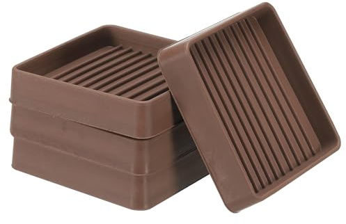 PATIKIL 2.5x2.5 Square Rubber Furniture Pads, 4 Pack Non Slip Caster Cups Anti Skid Floor Protectors for Furniture Feet Bed Couch Chair Table Stopper, Brown