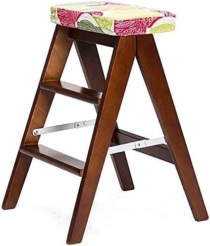 OZBMA Step Stool Step Ladder/Ladder/Folding Chair with 3 Steps Wooden Cleaning Chair Extended Step Ladder Flower Sponge Seat High Stool Height 65cm Gardening Tool Heavy Duty Max Step STO ()