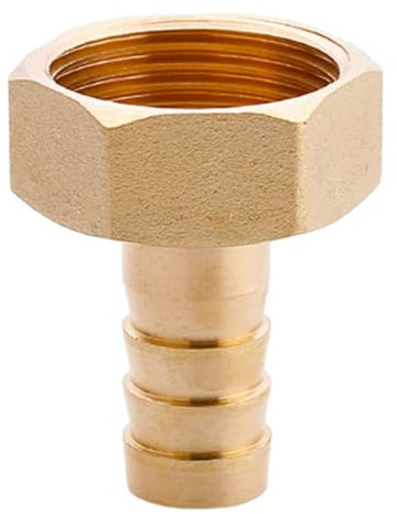 MOUMOUTEN Brass 1 Hose Barb Fitting, Female Thread Metals Splicer Mender Barb Splicer Mender Joiner Hose Fitting Adapter Connector for Air Water Oil(16MM Thick)