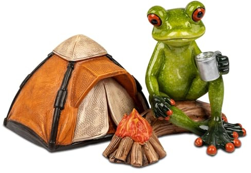 formano Frosch Camper Froschhausen lustige Frösche 16cm Skulptur Figur Zelt Camping