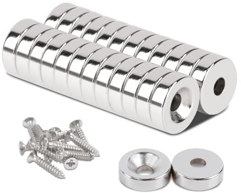 25 Stück Magnete Stark 10x3-3 mm, Neodym Magnete Mit Loch M4, Neodym Magnet Flach Klein Magnet Schraubbar Senkkopf Magneten zum Anschrauben Magnetn für Magnettafel Magnetboard Büro Küche
