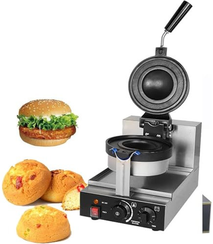 Máquina para hacer hamburguesas, máquina eléctrica para hacer waffles y hamburguesas, máquina para hacer hamburguesas con helado y calentamiento por ambos lados,Single