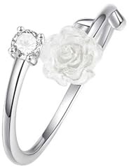 Crymystal bohoring med vita blommor vit ros knuckle ring rosor blommor stapelbar ring prickig kristall fingerring öppen med strass smycken för kvinnor gåvor, Zink, Konstgjorda ädelstenar